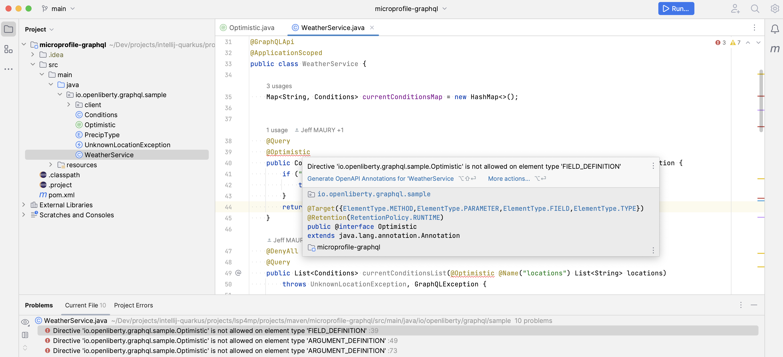 GraphQL directives placement validation