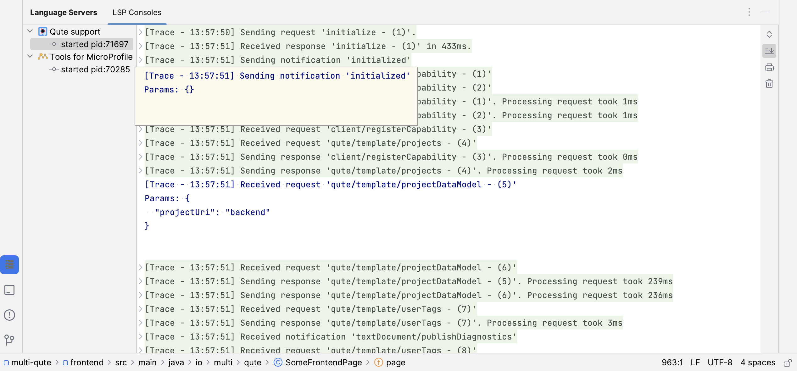 Language server traces