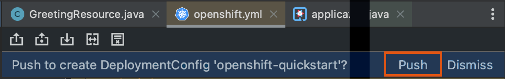Push to create Deployment Config