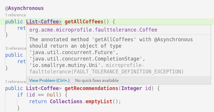 Asynchronous annotation validation support