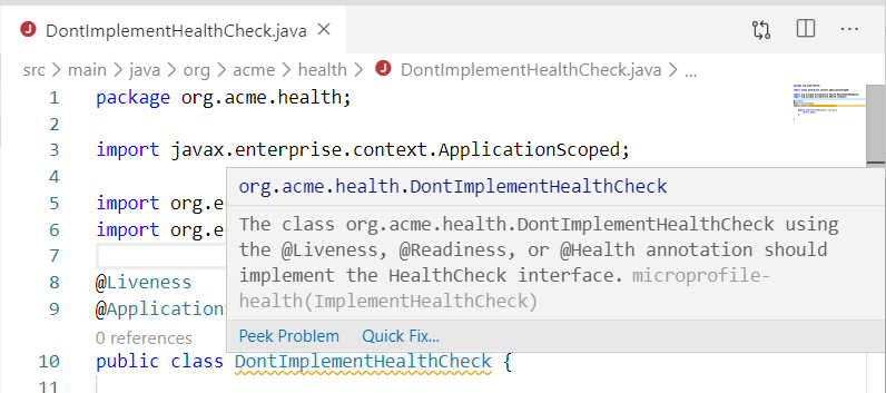 MicroProfile Health Java diagnostics support