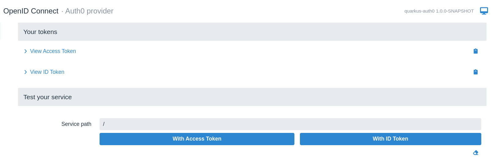 Auth0 DevUI Dashboard Without Name